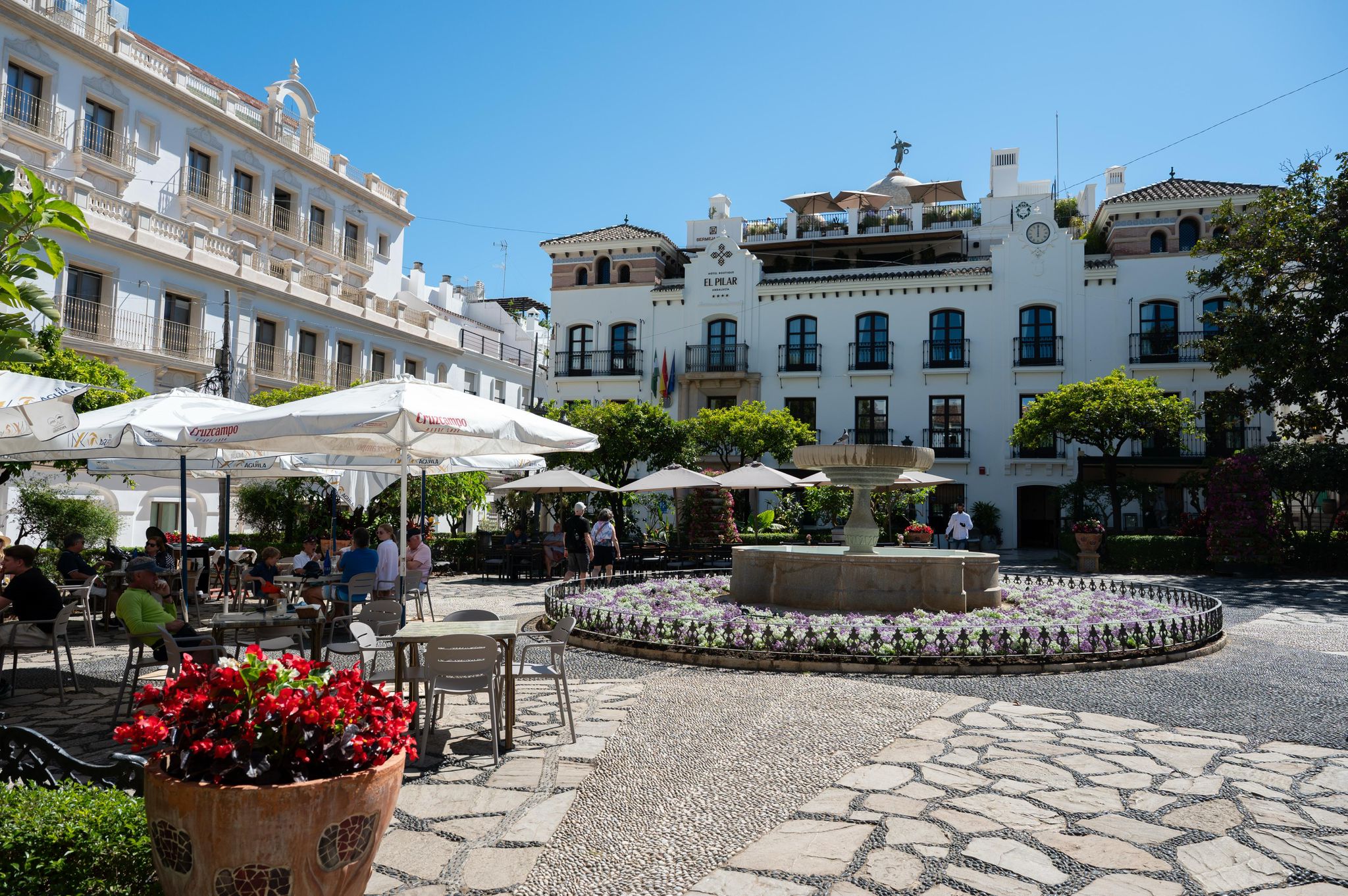 Flower-filled square in the old town of Estepona